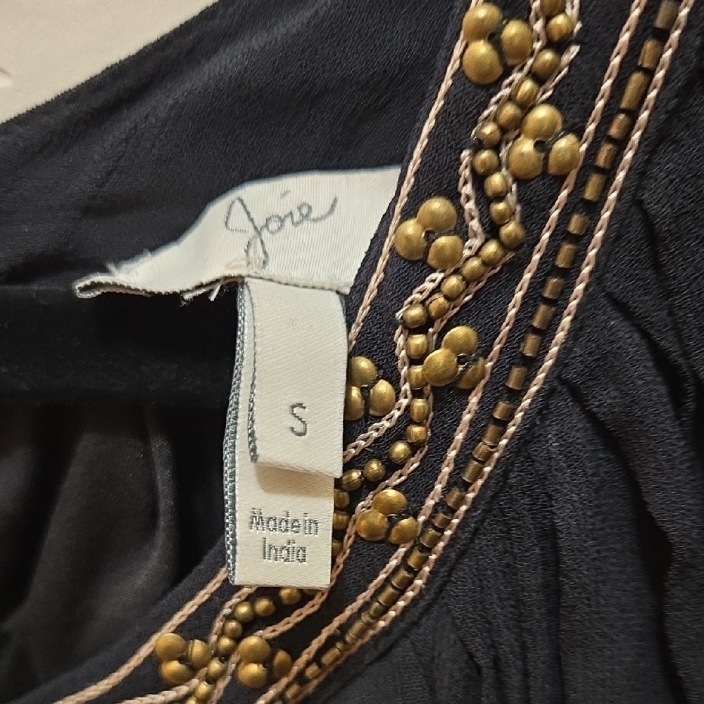STUNNING Joie "Berline" Black Beaded Embellished Chiffon Dress - Picture 3 of 15